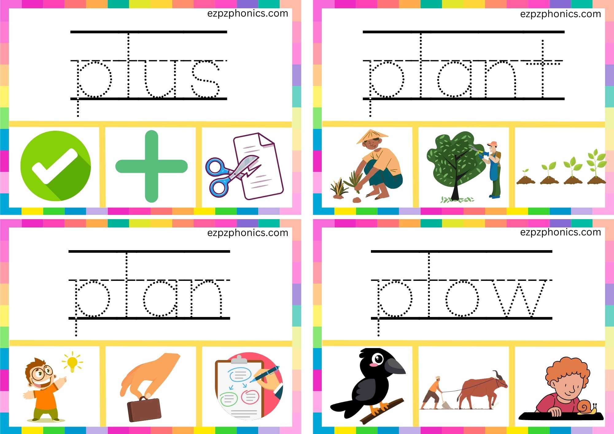 PL Beginning Blends Clip Cards Trace The Words And Clip The Correct Images Set 2